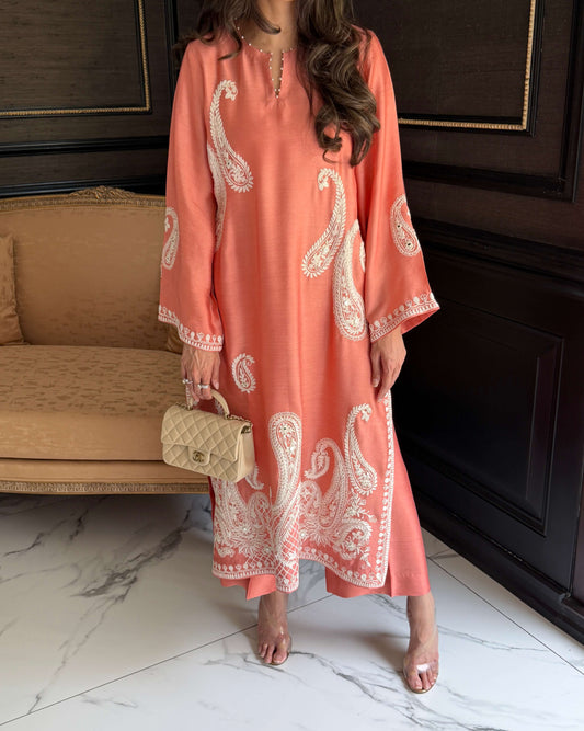 Peach paisley