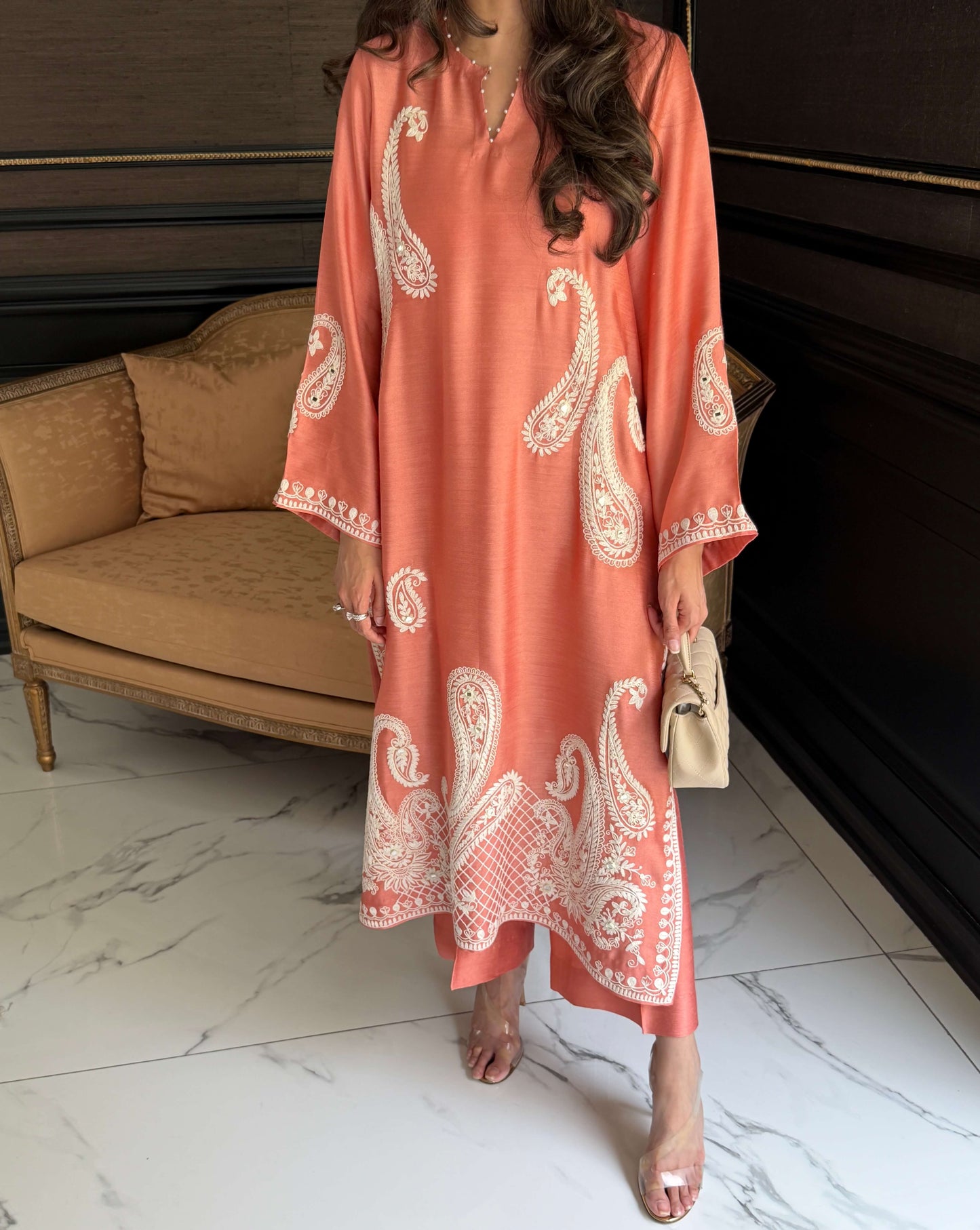 Peach paisley