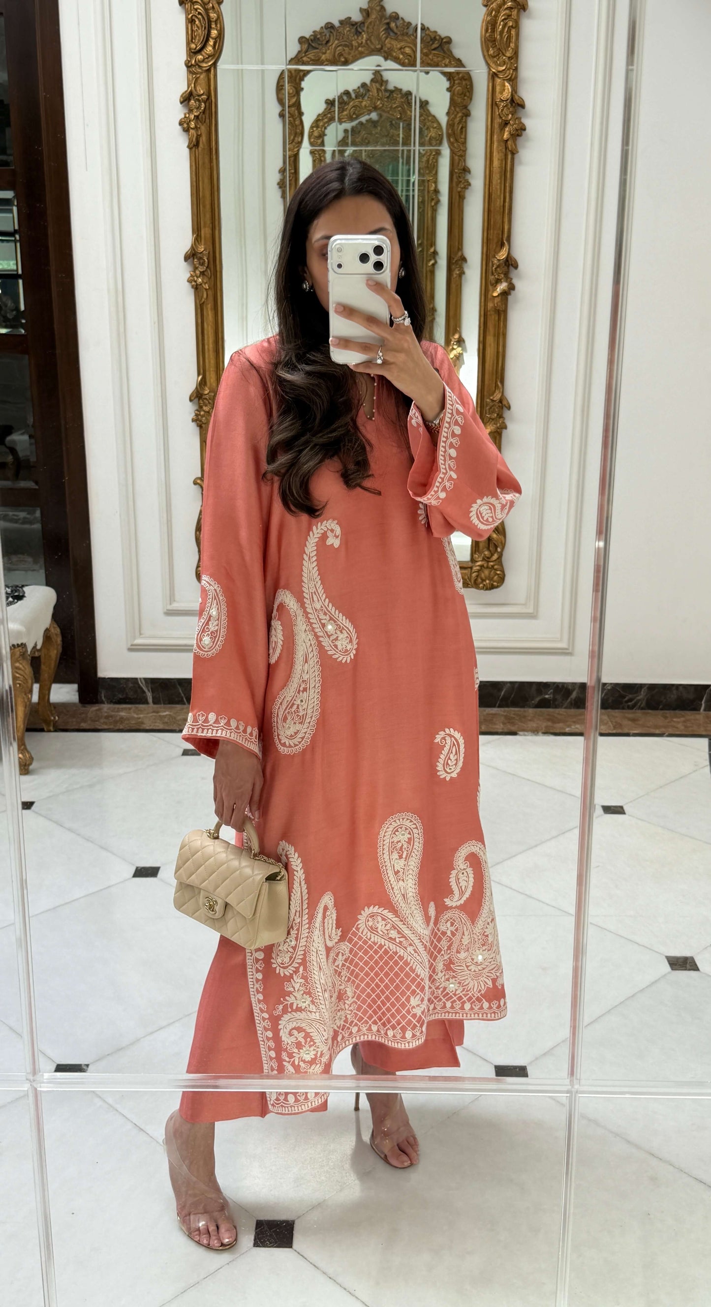 Peach paisley